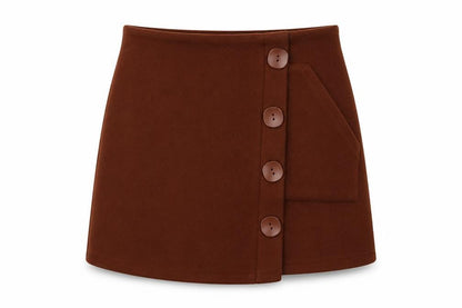 Elpaine Womens Brown Polyester A-Line Skirt Size S Zip