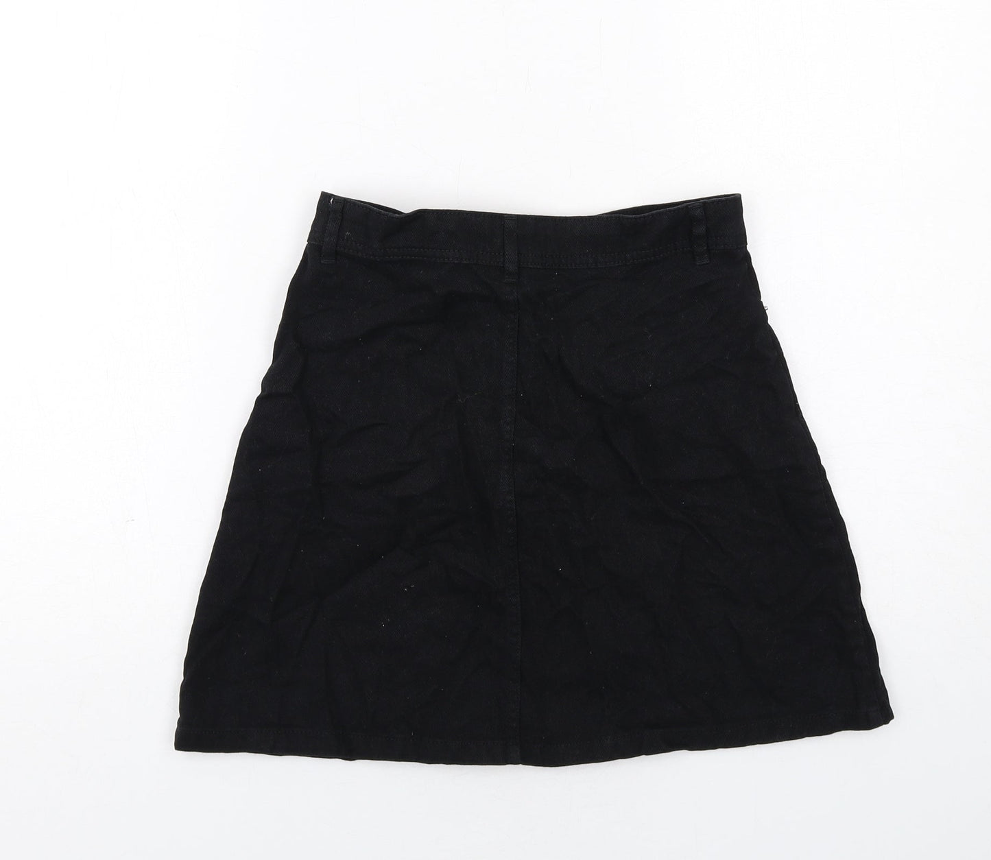 H&M Womens Black Cotton A-Line Skirt Size 8 Zip