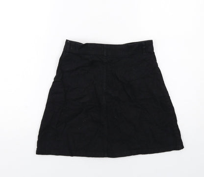 H&M Womens Black Cotton A-Line Skirt Size 8 Zip