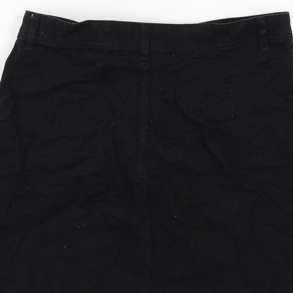 H&M Womens Black Cotton A-Line Skirt Size 8 Zip