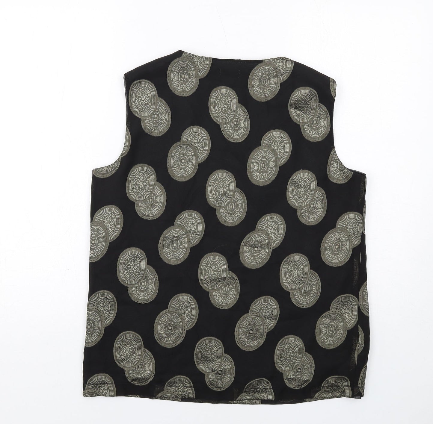 Motto Womens Black Geometric Polyester Basic Tank Size 10 Round Neck