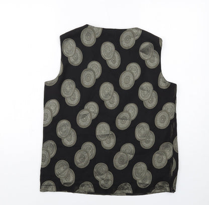 Motto Womens Black Geometric Polyester Basic Tank Size 10 Round Neck