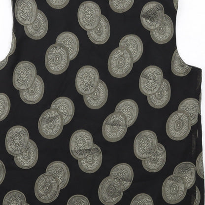 Motto Womens Black Geometric Polyester Basic Tank Size 10 Round Neck