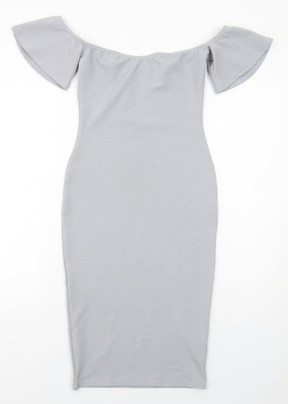 Missguided Womens Grey Polyester Bodycon Size 8 Round Neck Pullover