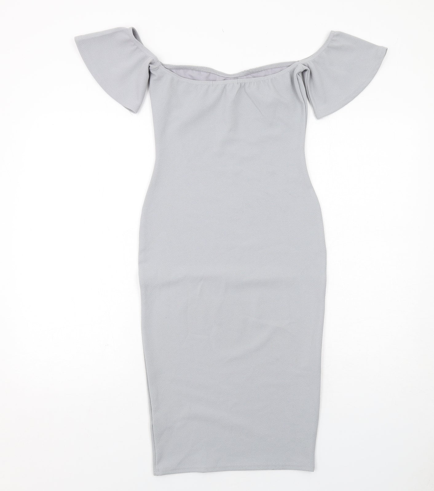 Missguided Womens Grey Polyester Bodycon Size 8 Round Neck Pullover