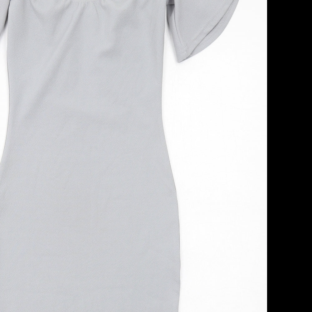 Missguided Womens Grey Polyester Bodycon Size 8 Round Neck Pullover