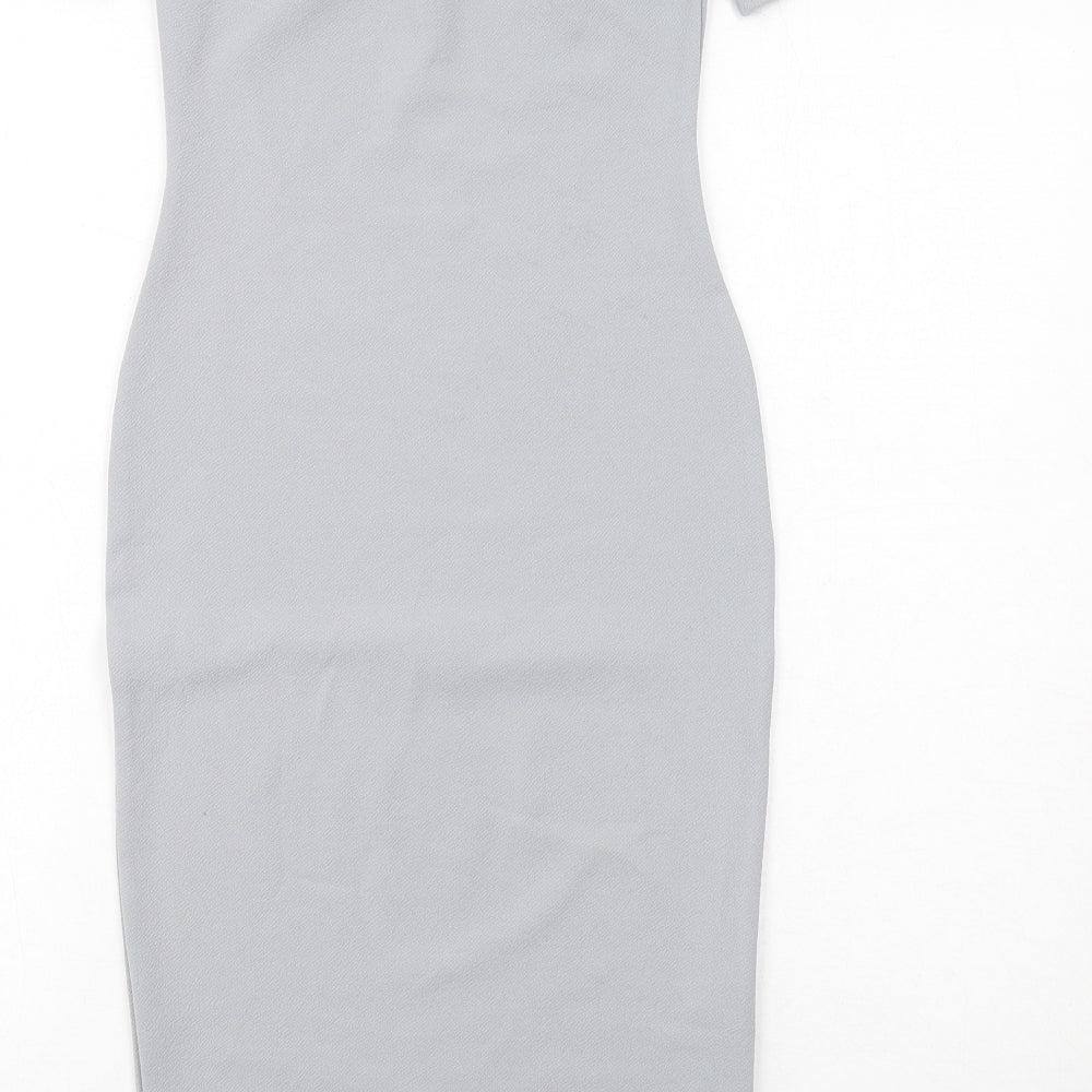 Missguided Womens Grey Polyester Bodycon Size 8 Round Neck Pullover