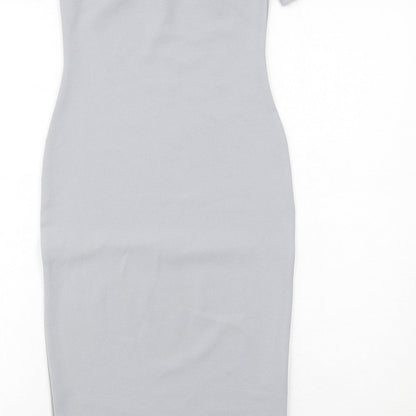 Missguided Womens Grey Polyester Bodycon Size 8 Round Neck Pullover