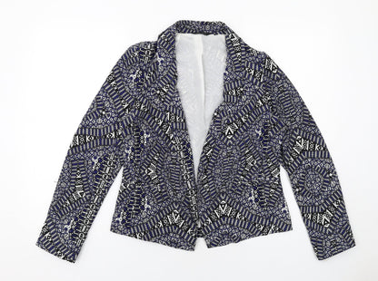 New Look Womens Blue Geometric Jacket Blazer Size 10