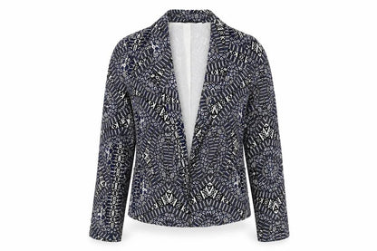 New Look Womens Blue Geometric Jacket Blazer Size 10