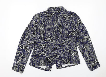 New Look Womens Blue Geometric Jacket Blazer Size 10