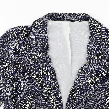 New Look Womens Blue Geometric Jacket Blazer Size 10