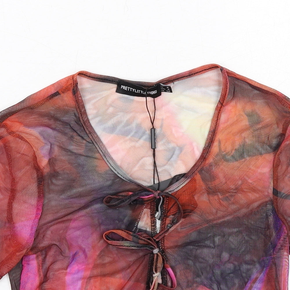 Womens UK Size 8 PRETTYLITTLETHING Multicoloured Basic T-Shirt