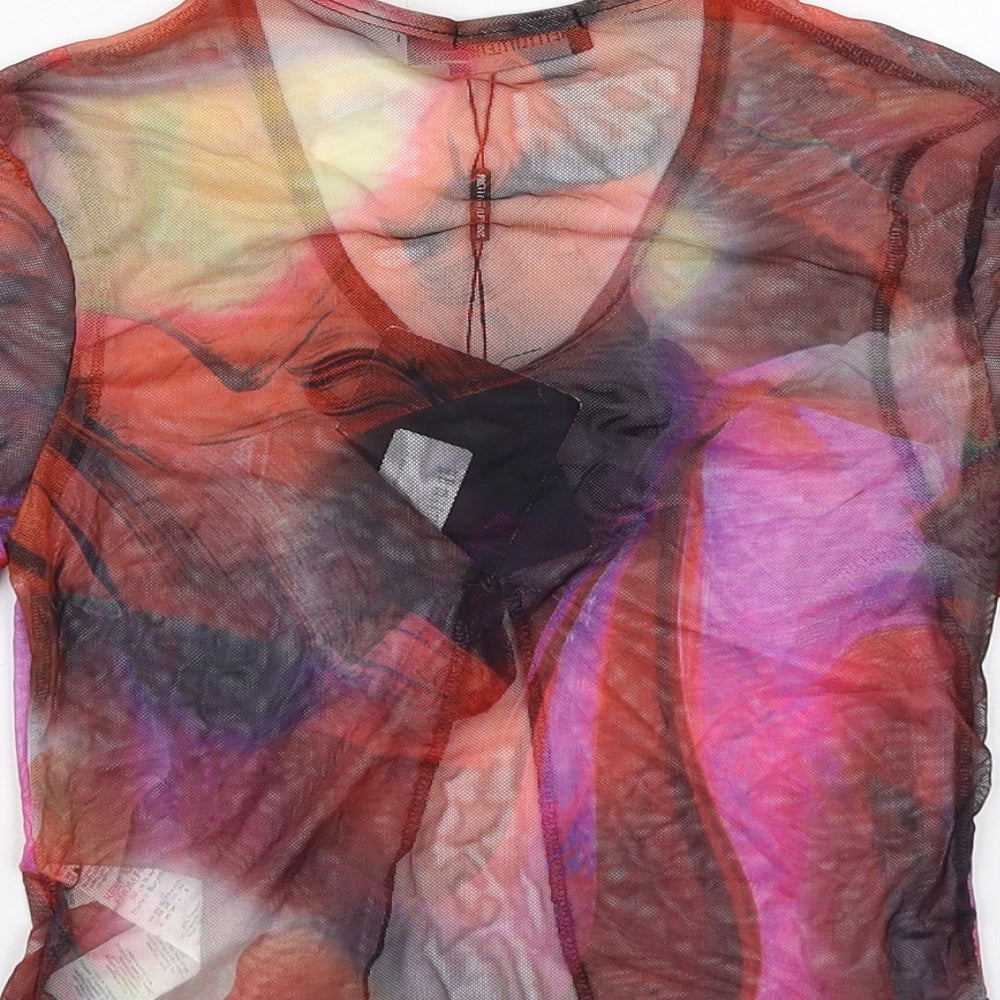 Womens UK Size 8 PRETTYLITTLETHING Multicoloured Basic T-Shirt