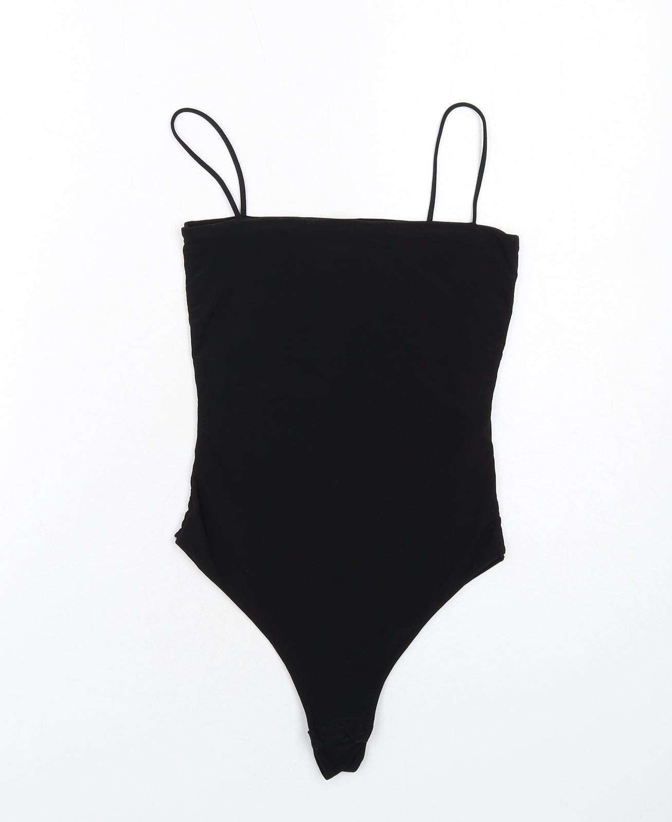 PRETTYLITTLETHING Womens Black Polyester Bodysuit One-Piece Size 10 Snap