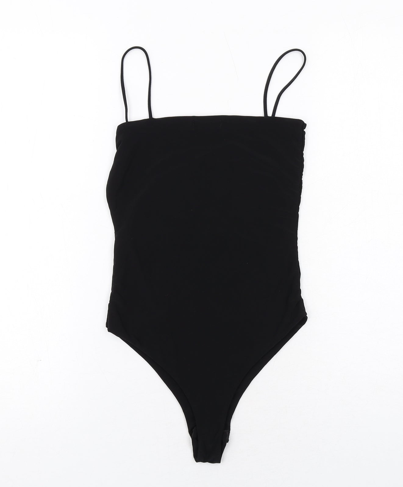 PRETTYLITTLETHING Womens Black Polyester Bodysuit One-Piece Size 10 Snap