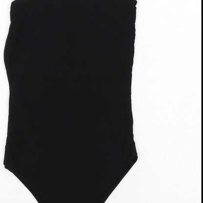 PRETTYLITTLETHING Womens Black Polyester Bodysuit One-Piece Size 10 Snap