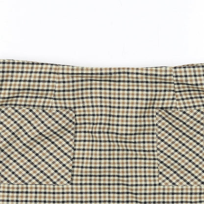 Cotton On Womens Beige Plaid Polyester A-Line Skirt Size M Zip