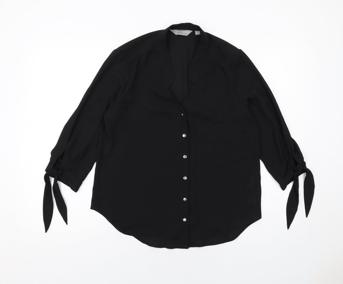 Womens UK Size 10 Dorothy Perkins Black Basic Button-Up
