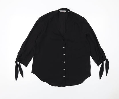 Womens UK Size 10 Dorothy Perkins Black Basic Button-Up