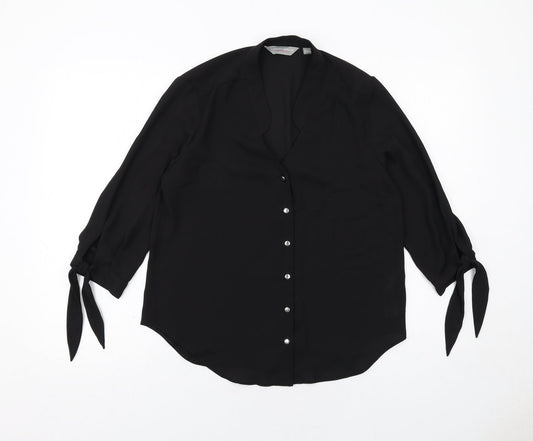 Womens UK Size 10 Dorothy Perkins Black Basic Button-Up