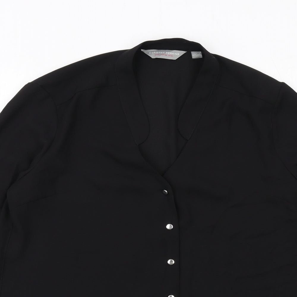Womens UK Size 10 Dorothy Perkins Black Basic Button-Up