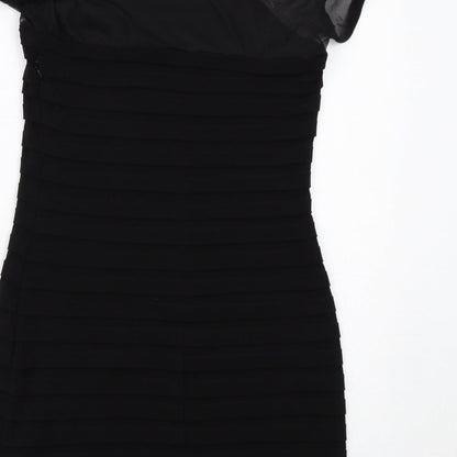 Wallis Womens Black Polyester Bodycon Size 12 Square Neck Zip