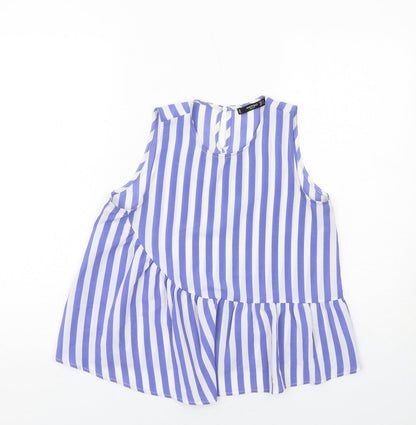 Womens UK Size XS Mango Blue Basic Blouse
