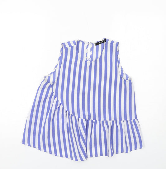 Womens UK Size XS Mango Blue Basic Blouse