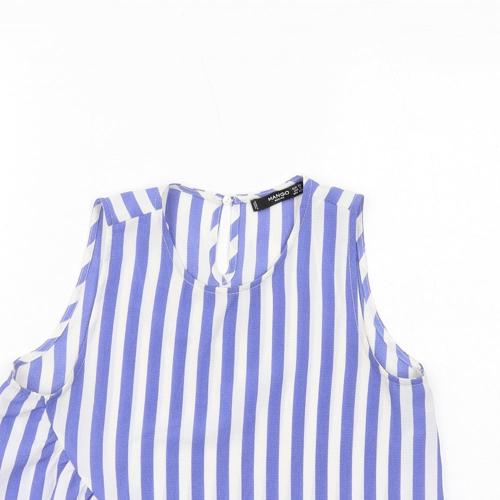 Womens UK Size XS Mango Blue Basic Blouse