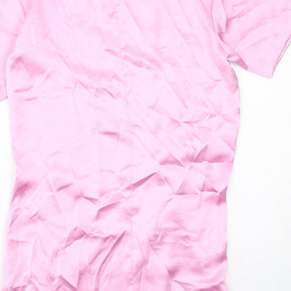 Zara Womens Pink Polyester Sheath Size L Round Neck Zip - Front Detail