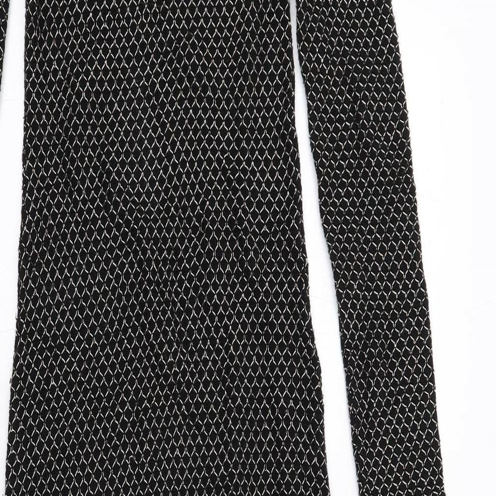 Zara Womens Black Geometric Polyester Maxi Size S Boat Neck Pullover