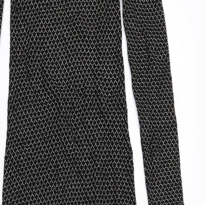 Zara Womens Black Geometric Polyester Maxi Size S Boat Neck Pullover