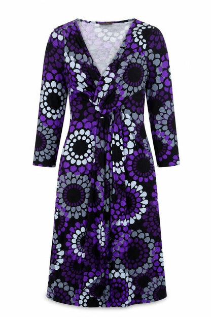 Phase Eight Womens Purple Geometric Viscose A-Line Size 10 V-Neck Pullover