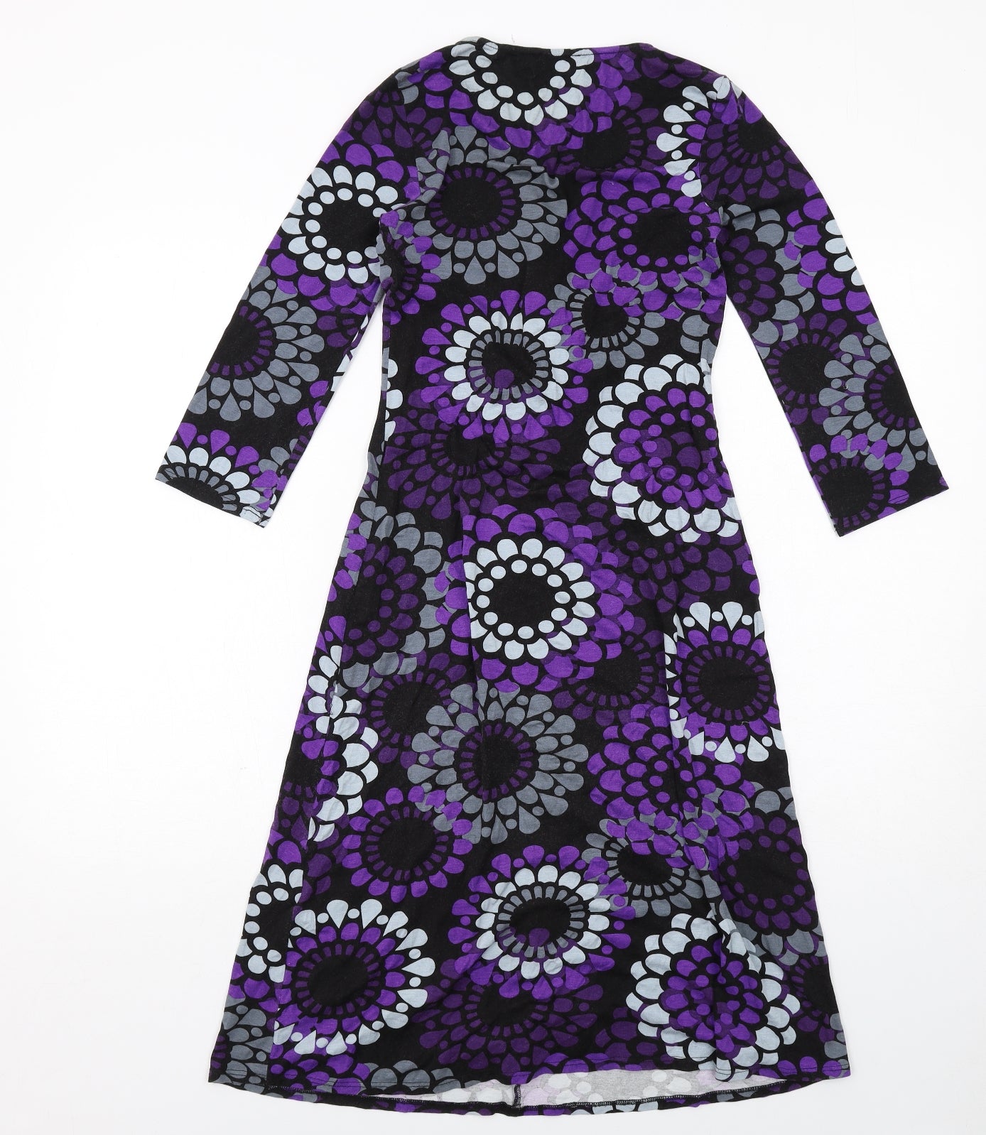 Phase Eight Womens Purple Geometric Viscose A-Line Size 10 V-Neck Pullover