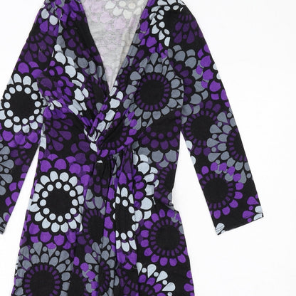 Phase Eight Womens Purple Geometric Viscose A-Line Size 10 V-Neck Pullover