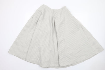 H&M Womens Grey Polka Dot Polyester Swing Skirt Size 10 Zip