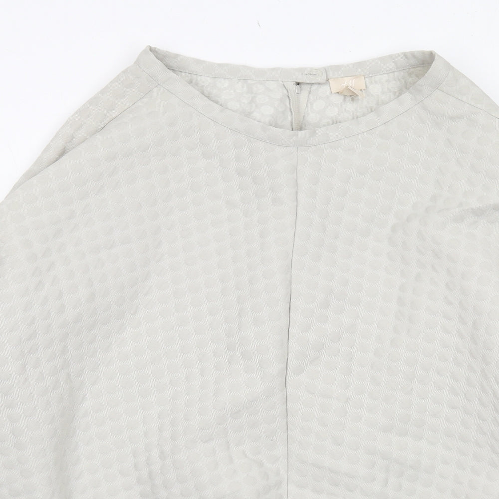 H&M Womens Grey Polka Dot Polyester Swing Skirt Size 10 Zip