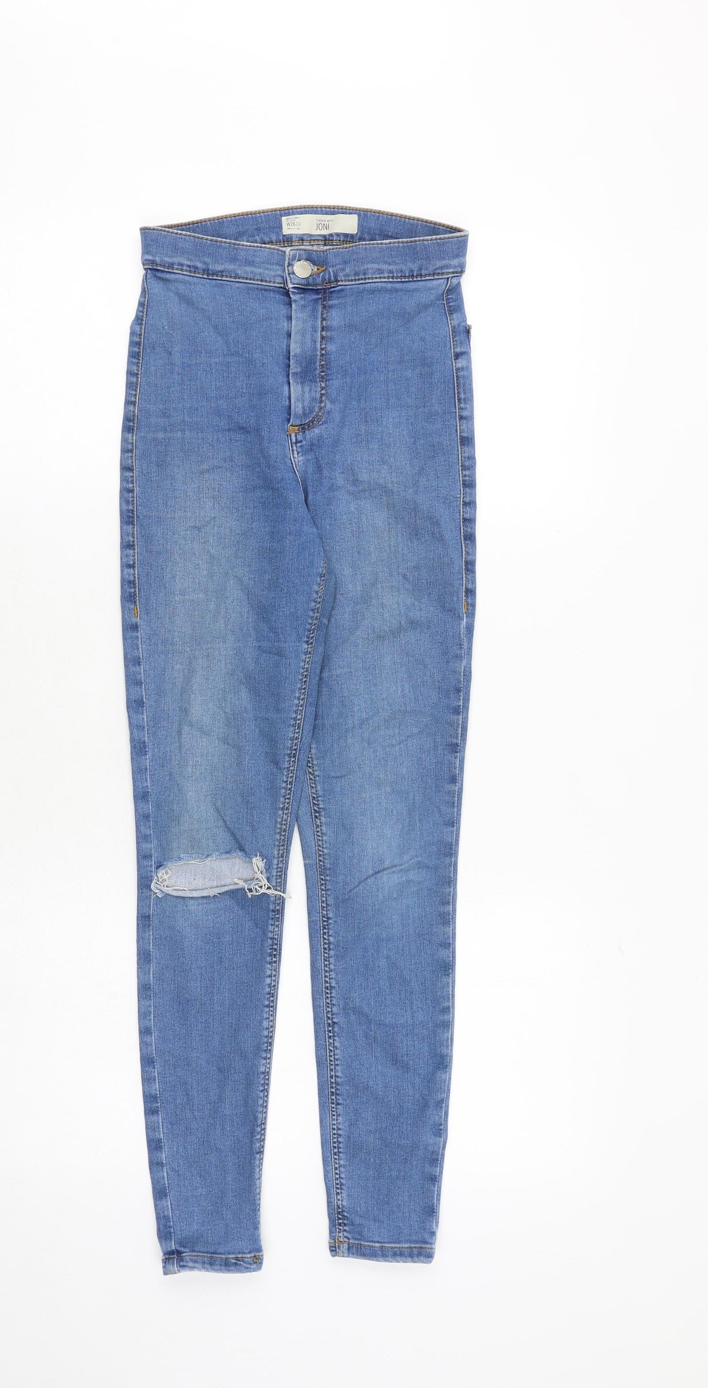 Topshop Womens Blue Cotton Skinny Jeans Size 26 in L30 in Regular Zip