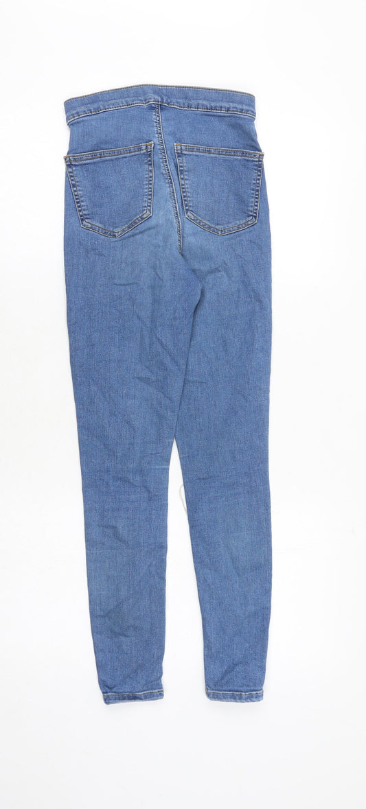 Topshop Womens Blue Cotton Skinny Jeans Size 26 in L30 in Regular Zip