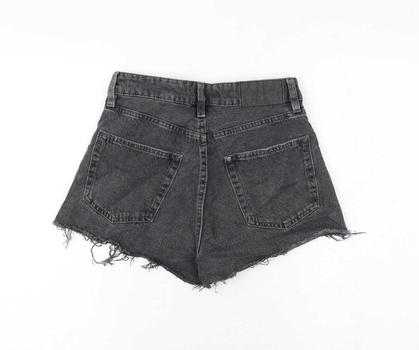 H&M Womens Grey 100% Cotton Hot Pants Shorts Size 8 Regular Button