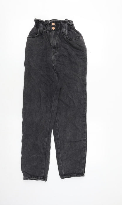 New Look Womens Grey Cotton Straight Jeans Size 6 Regular Zip