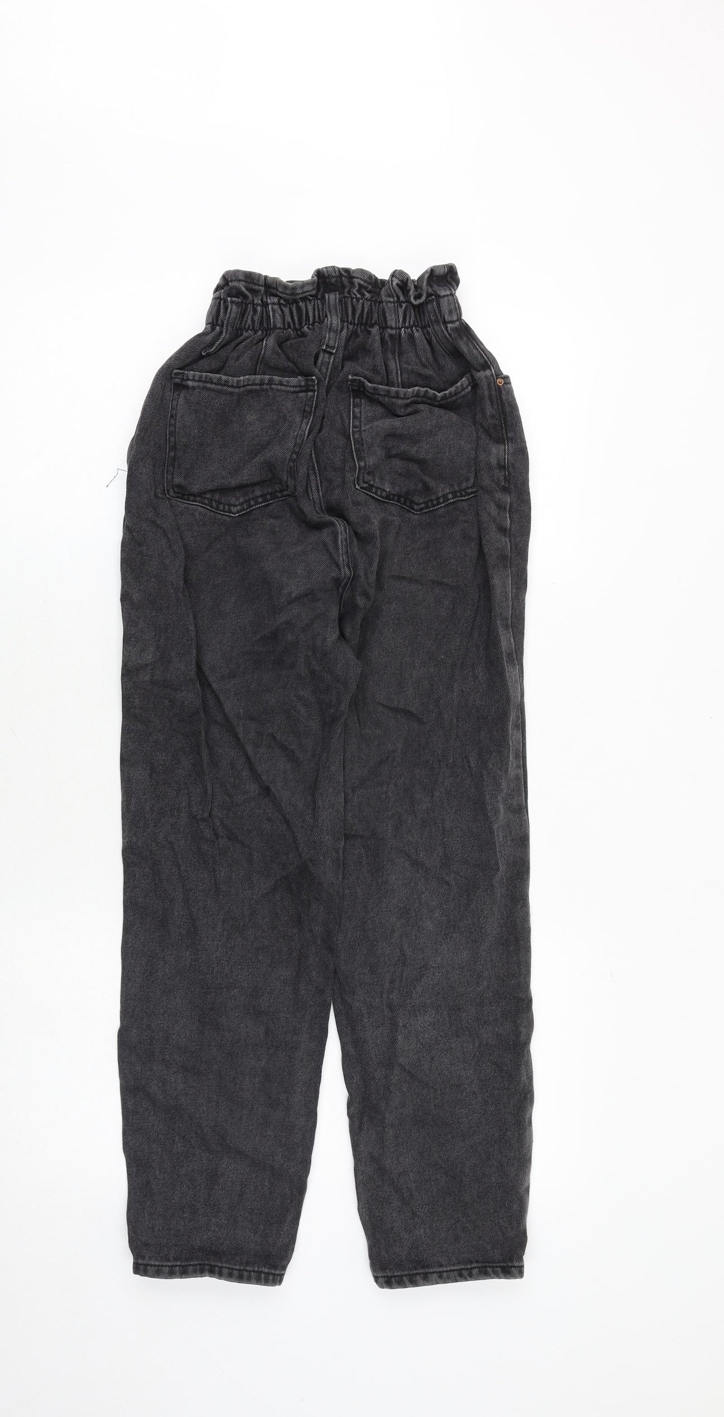 New Look Womens Grey Cotton Straight Jeans Size 6 Regular Zip