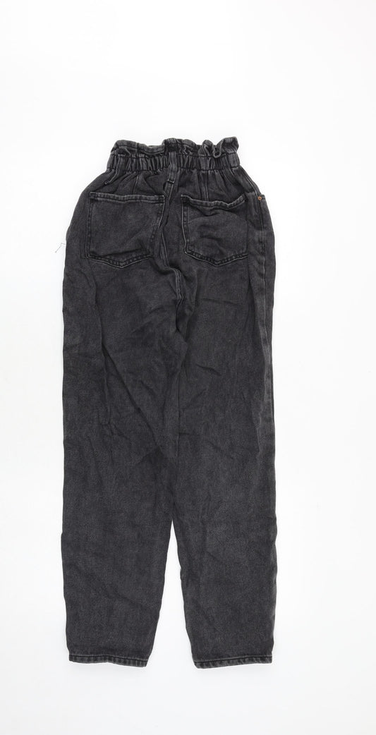 New Look Womens Grey Cotton Straight Jeans Size 6 Regular Zip