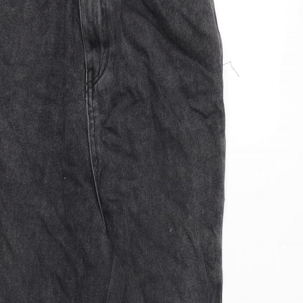 New Look Womens Grey Cotton Straight Jeans Size 6 Regular Zip