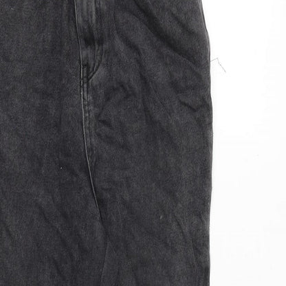 New Look Womens Grey Cotton Straight Jeans Size 6 Regular Zip