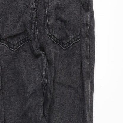 New Look Womens Grey Cotton Straight Jeans Size 6 Regular Zip