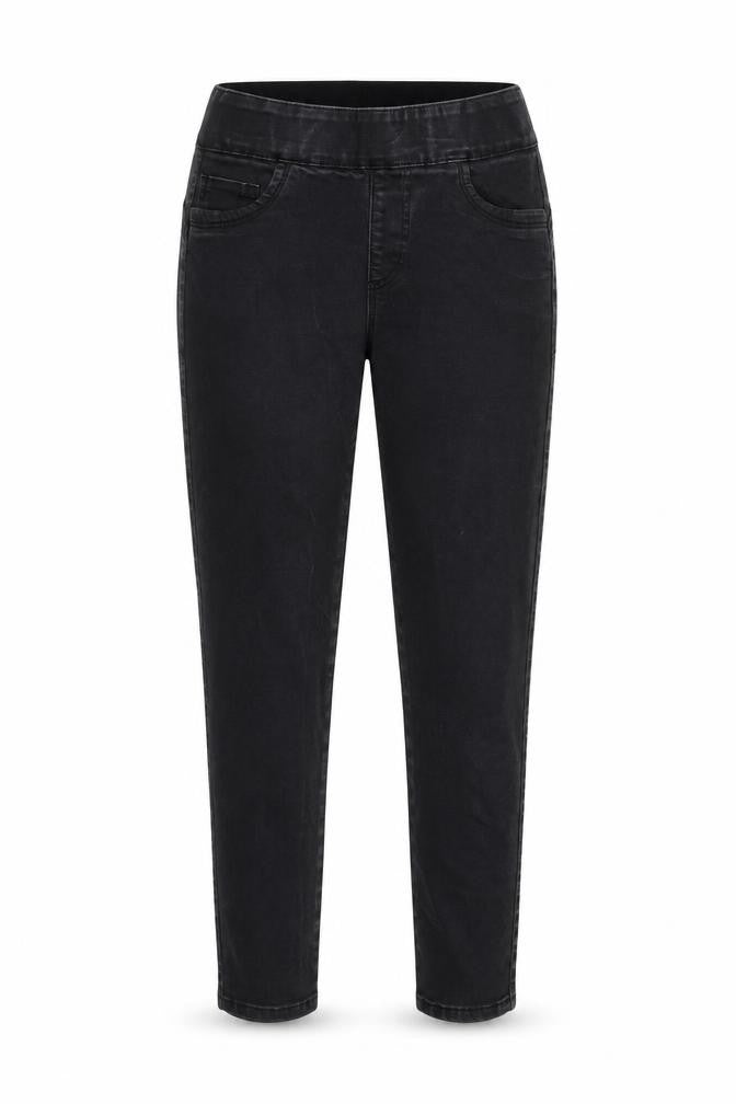 Front view of JD Williams women’s black cotton skinny jeans, size UK 12, regular