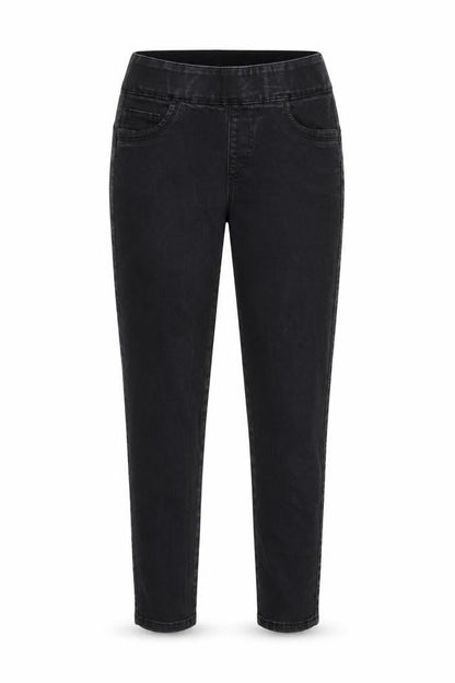 Front view of JD Williams women’s black cotton skinny jeans, size UK 12, regular