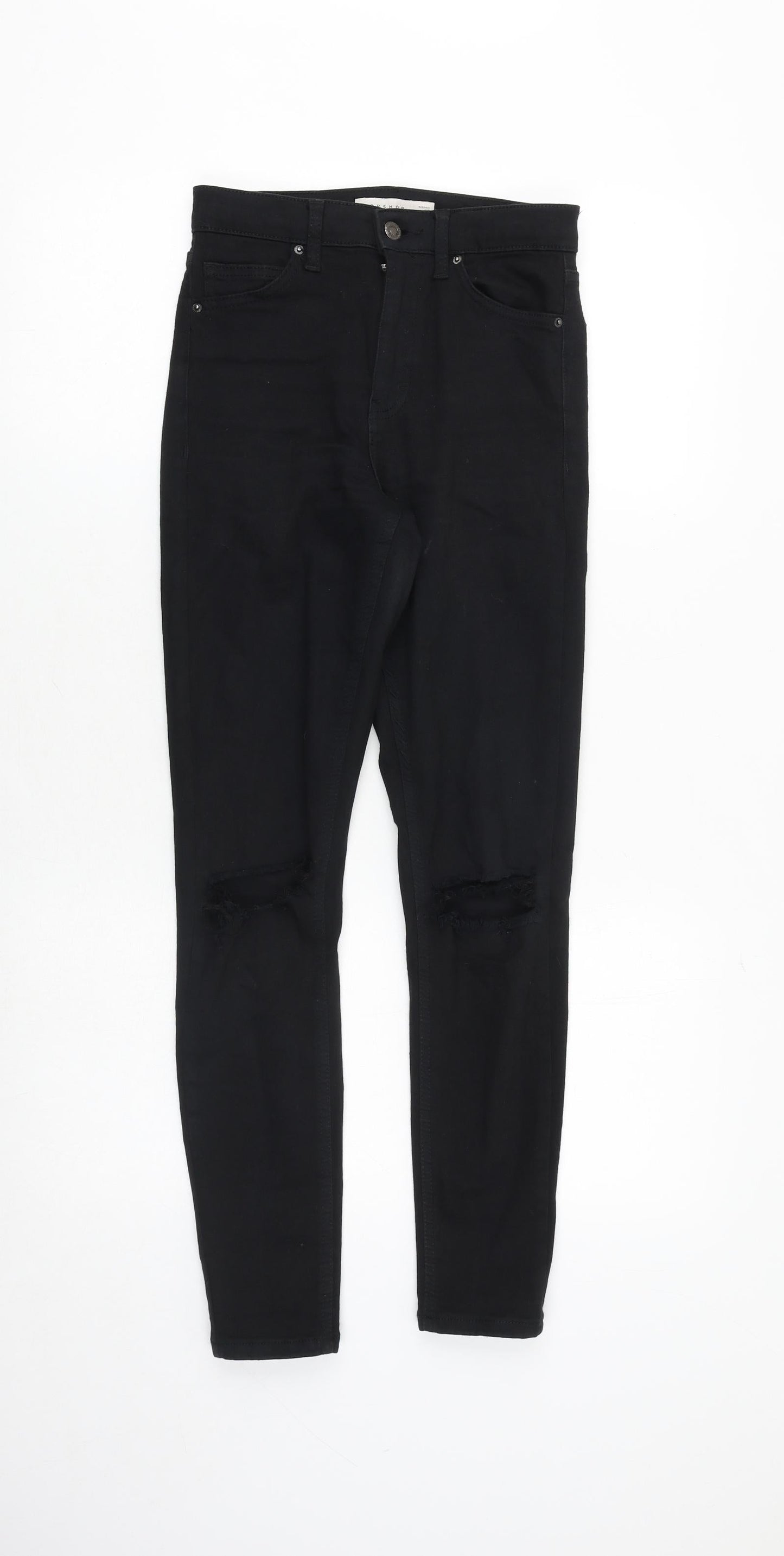 Topshop Womens Black Cotton Skinny Jeans Size 25 in Regular Zip